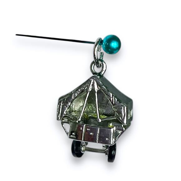 Vintage Charm Travel Trailer Camper Silver Tone Wheels Turn Whimsical 1950s RARE - Picture 6 of 13